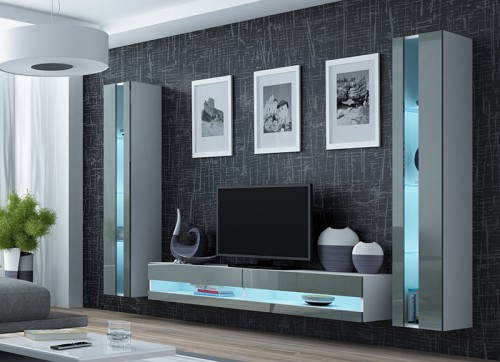 Вітальня VIGO NEW CAMA білий / сірий глянець